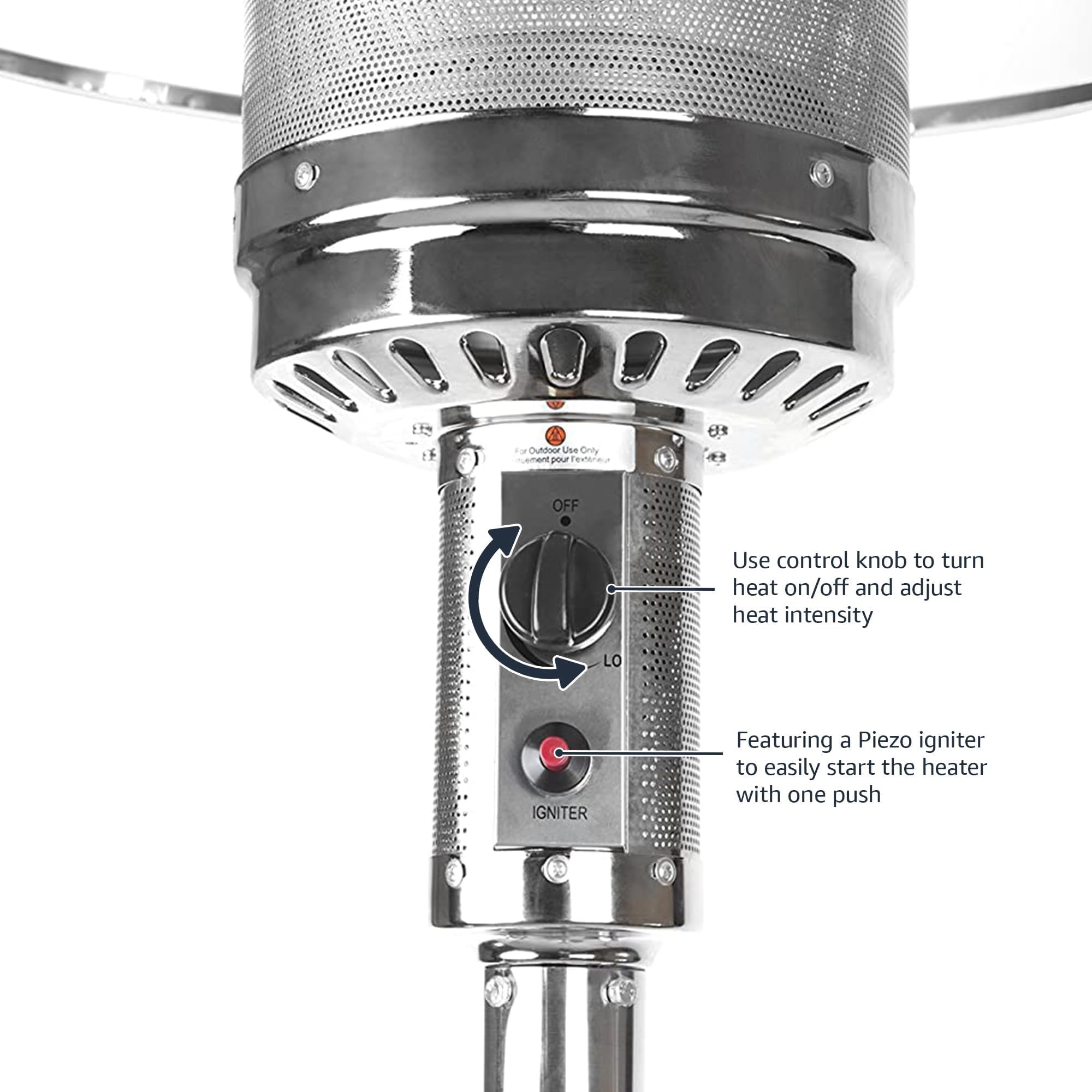 Amazon Basics 46,000 BTU Outdoor Propane Patio Heater with Wheels, Commercial & Residential, Slate Gray, with Water Tank, 32.1 x 32.1 x 91.3 inches (LxWxH) - Outdoor Boys outdoorboys