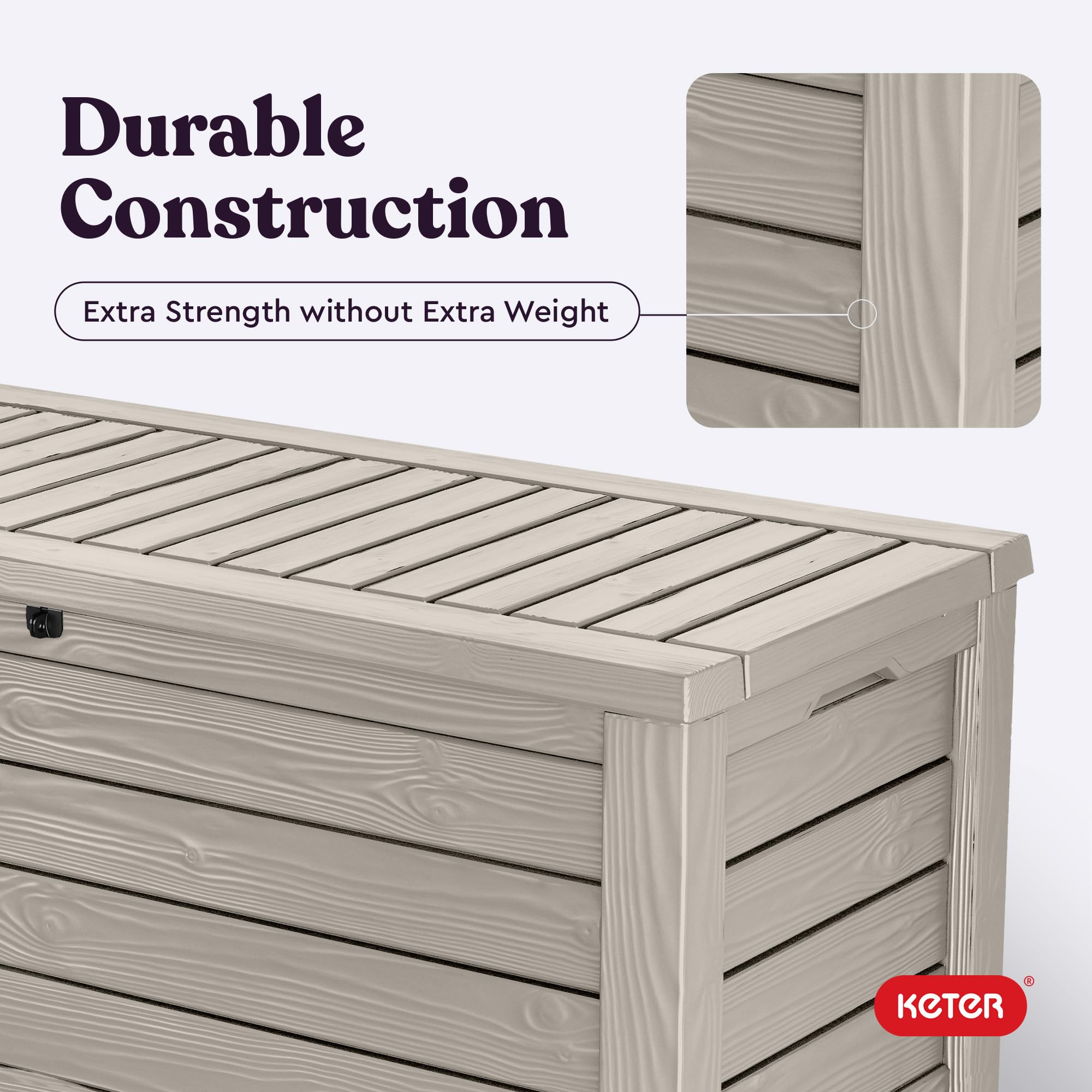 Keter Westwood 150 Gallon Deck Box Organizer, Doubles as 2 - Person Bench Seat, Brown – Large Resin Outdoor Storage and Seating with Lockable Lid for Garden, Pool, and Patio - Outdoor Boys outdoorboys