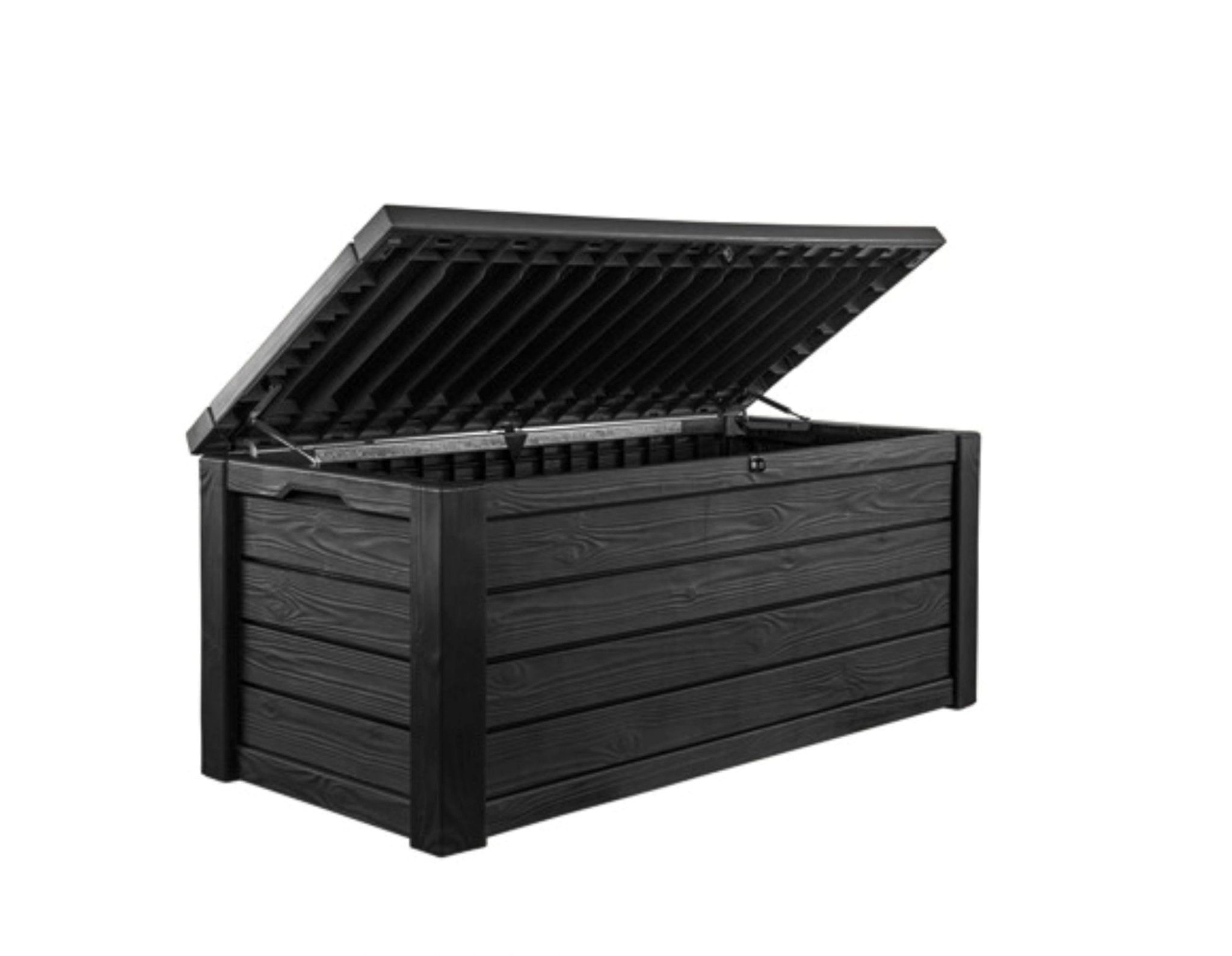 Keter Westwood 150 Gallon Deck Box Organizer, Doubles as 2 - Person Bench Seat, Brown – Large Resin Outdoor Storage and Seating with Lockable Lid for Garden, Pool, and Patio - Outdoor Boys outdoorboys