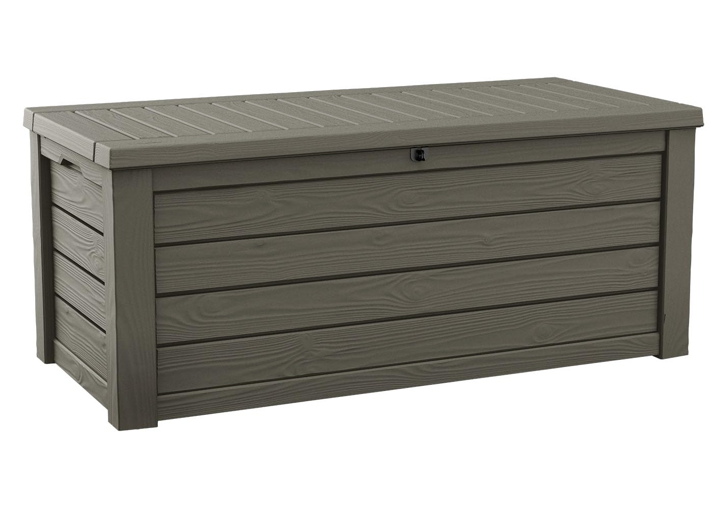 Keter Westwood 150 Gallon Deck Box Organizer, Doubles as 2 - Person Bench Seat, Brown – Large Resin Outdoor Storage and Seating with Lockable Lid for Garden, Pool, and Patio - Outdoor Boys outdoorboys