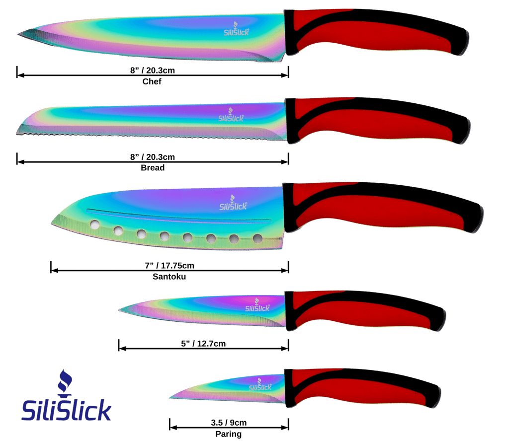 Kitchen Knife Set Kit | Red Handle & Black Magnetic Rack - Outdoor Boys outdoorboys
