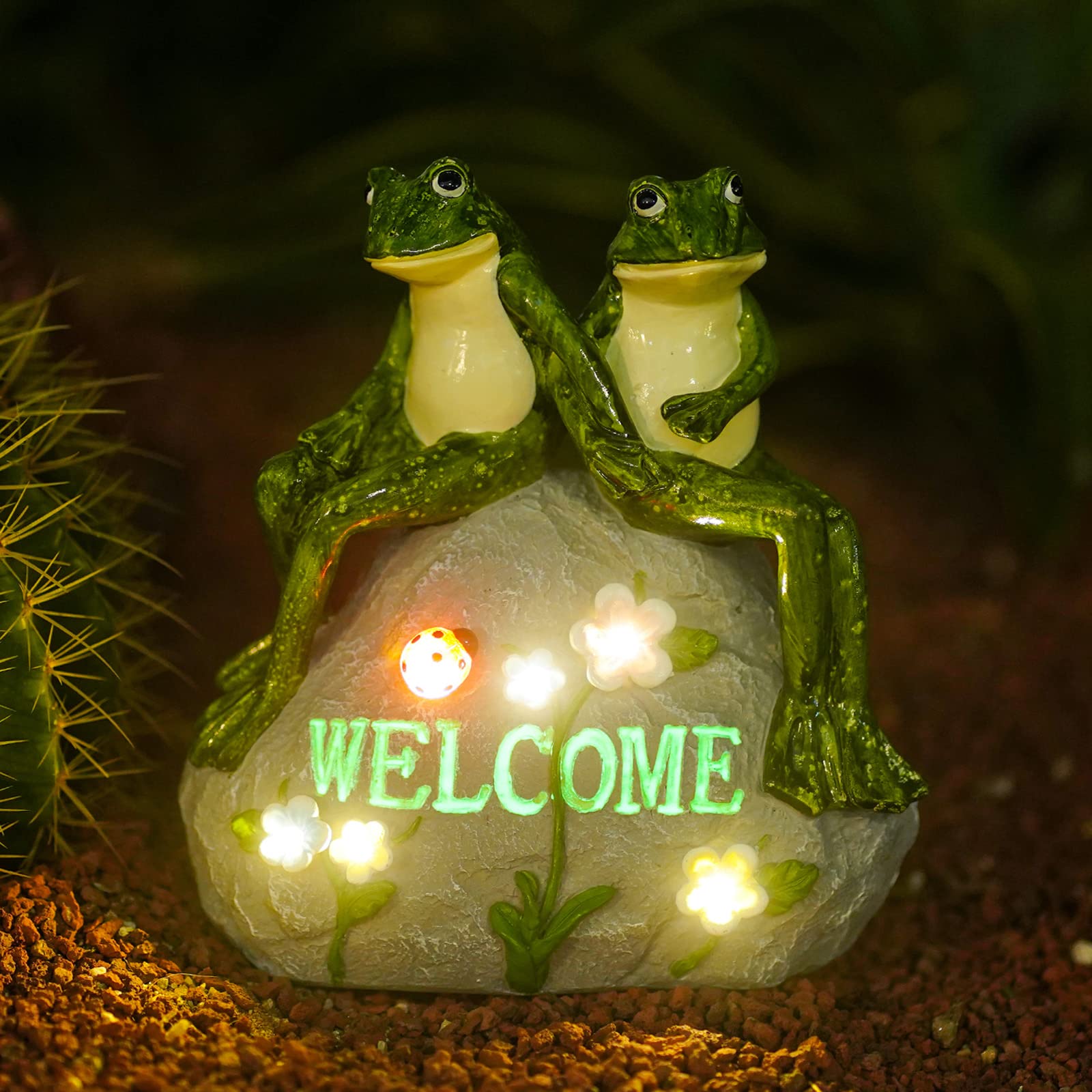 Nacome Solar Garden Outdoor Statues Turtle with Succulent and 7 LED Lights - Lawn Decor Tortoise Statue for Patio, Balcony, Yard Ornament - Chrismtas Gifts for Mom Grandma - Outdoor Boys outdoorboys