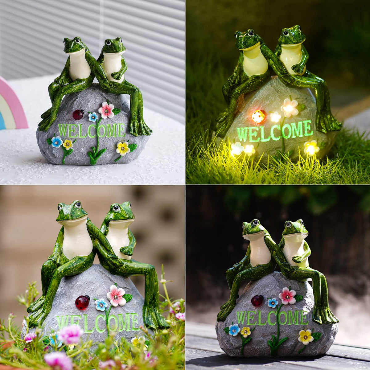 Nacome Solar Garden Outdoor Statues Turtle with Succulent and 7 LED Lights - Lawn Decor Tortoise Statue for Patio, Balcony, Yard Ornament - Chrismtas Gifts for Mom Grandma - Outdoor Boys outdoorboys