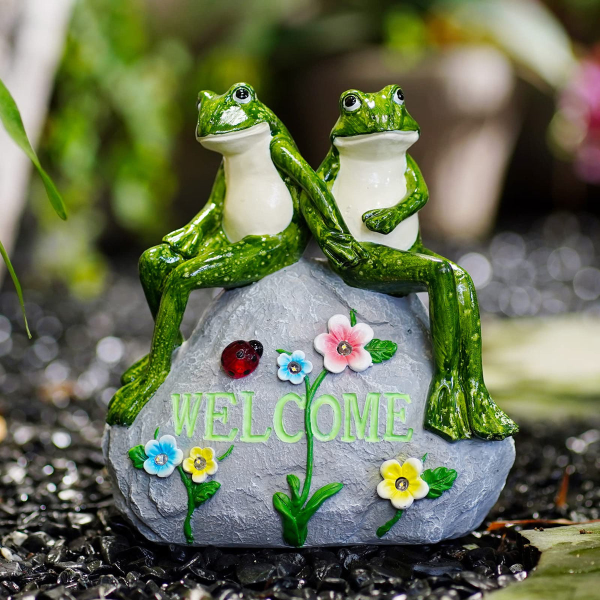 Nacome Solar Garden Outdoor Statues Turtle with Succulent and 7 LED Lights - Lawn Decor Tortoise Statue for Patio, Balcony, Yard Ornament - Chrismtas Gifts for Mom Grandma - Outdoor Boys outdoorboys