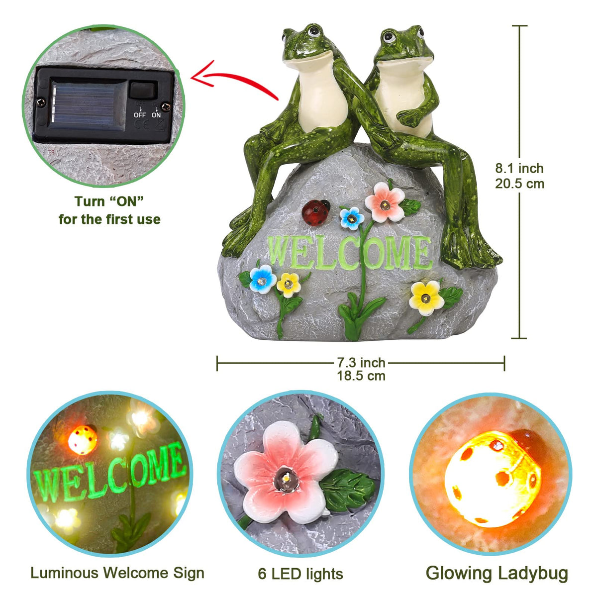 Nacome Solar Garden Outdoor Statues Turtle with Succulent and 7 LED Lights - Lawn Decor Tortoise Statue for Patio, Balcony, Yard Ornament - Chrismtas Gifts for Mom Grandma - Outdoor Boys outdoorboys