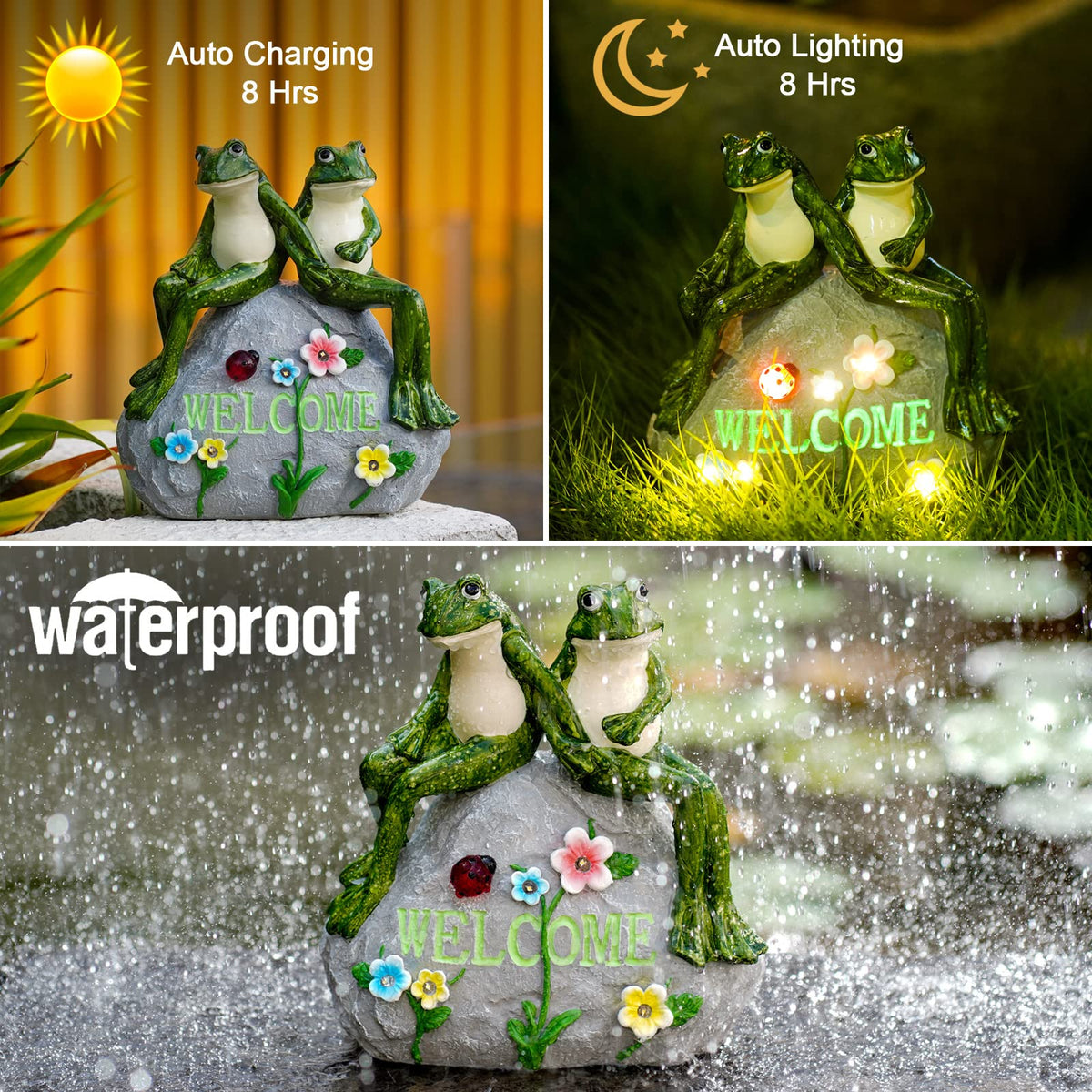 Nacome Solar Garden Outdoor Statues Turtle with Succulent and 7 LED Lights - Lawn Decor Tortoise Statue for Patio, Balcony, Yard Ornament - Chrismtas Gifts for Mom Grandma - Outdoor Boys outdoorboys