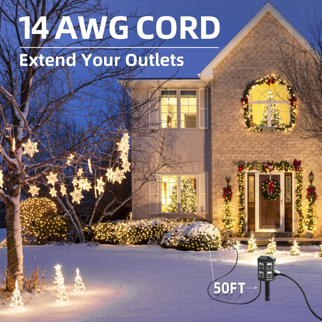 TiFFCOFiO Outdoor Power Strip Weatherproof, 25 FT Extension Cord with ...