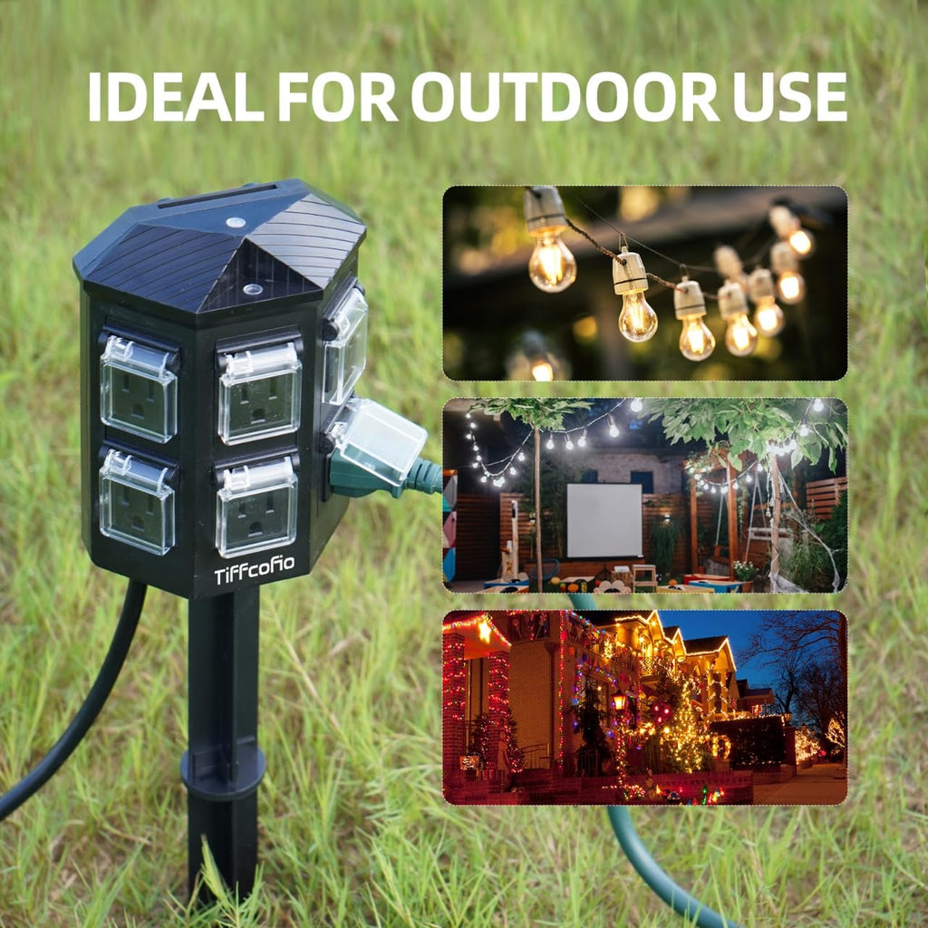 Extend Inflatable Power Cable TiFFCOFiO Outdoor Power Strip Weatherproof, 25 FT Extension Cord with ...