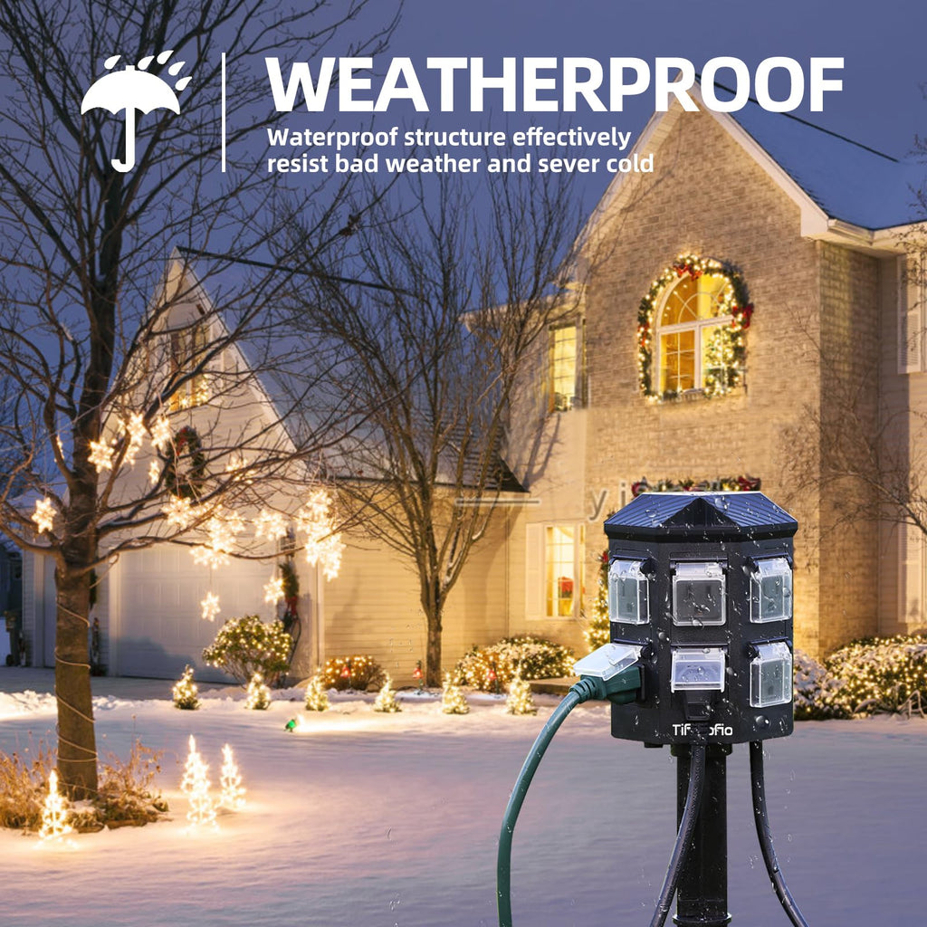 TiFFCOFiO Outdoor Power Strip Weatherproof, 25 FT Extension Cord with ...